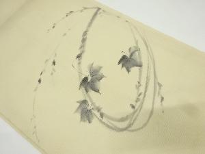 アンティーク　絽　手描き蔦の葉模様名古屋帯